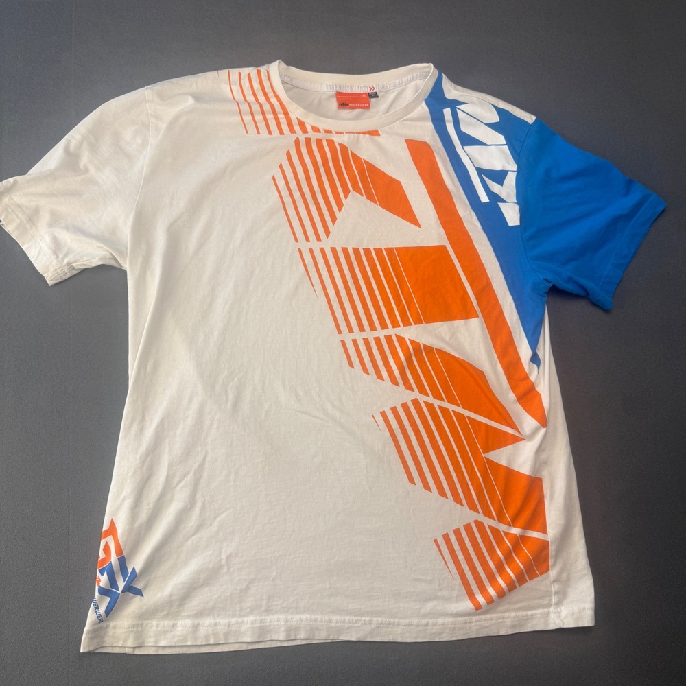 KTM T-Shirt Mens XXL White Powerwear Racing Graphic Short Sleeve Tee small hole
